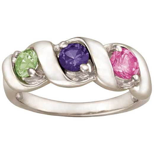 Mother's Ribbon Ring with 3 Round Stones: Melodic